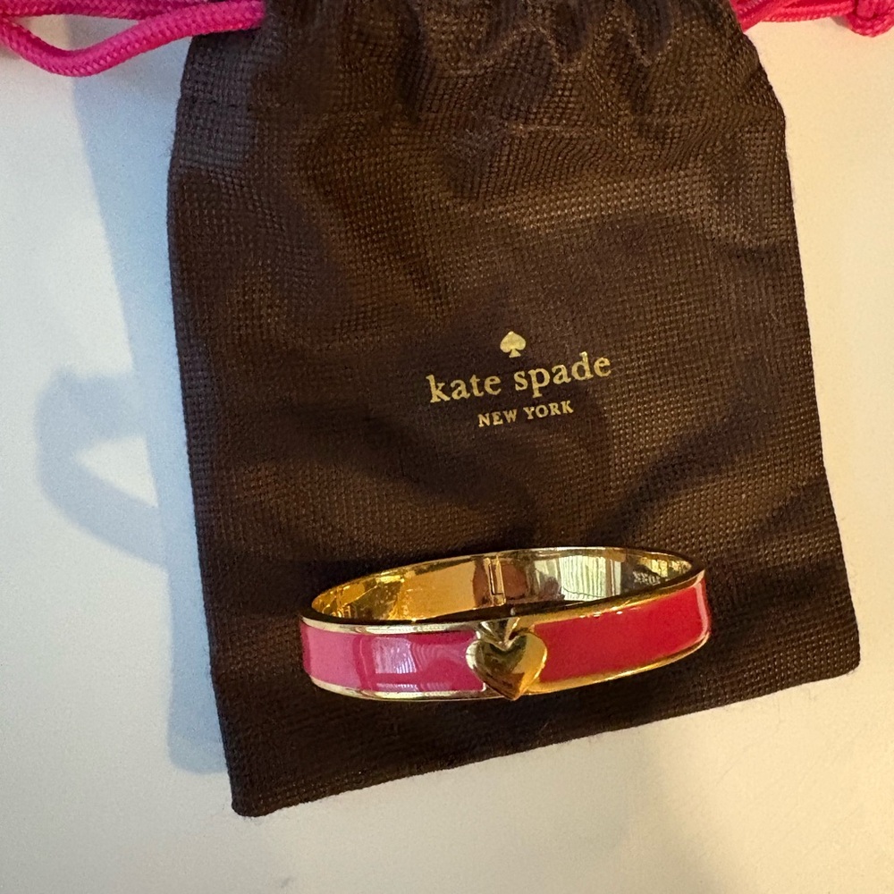 Kate Spade Pink and Gold Heart Charm Bracelet